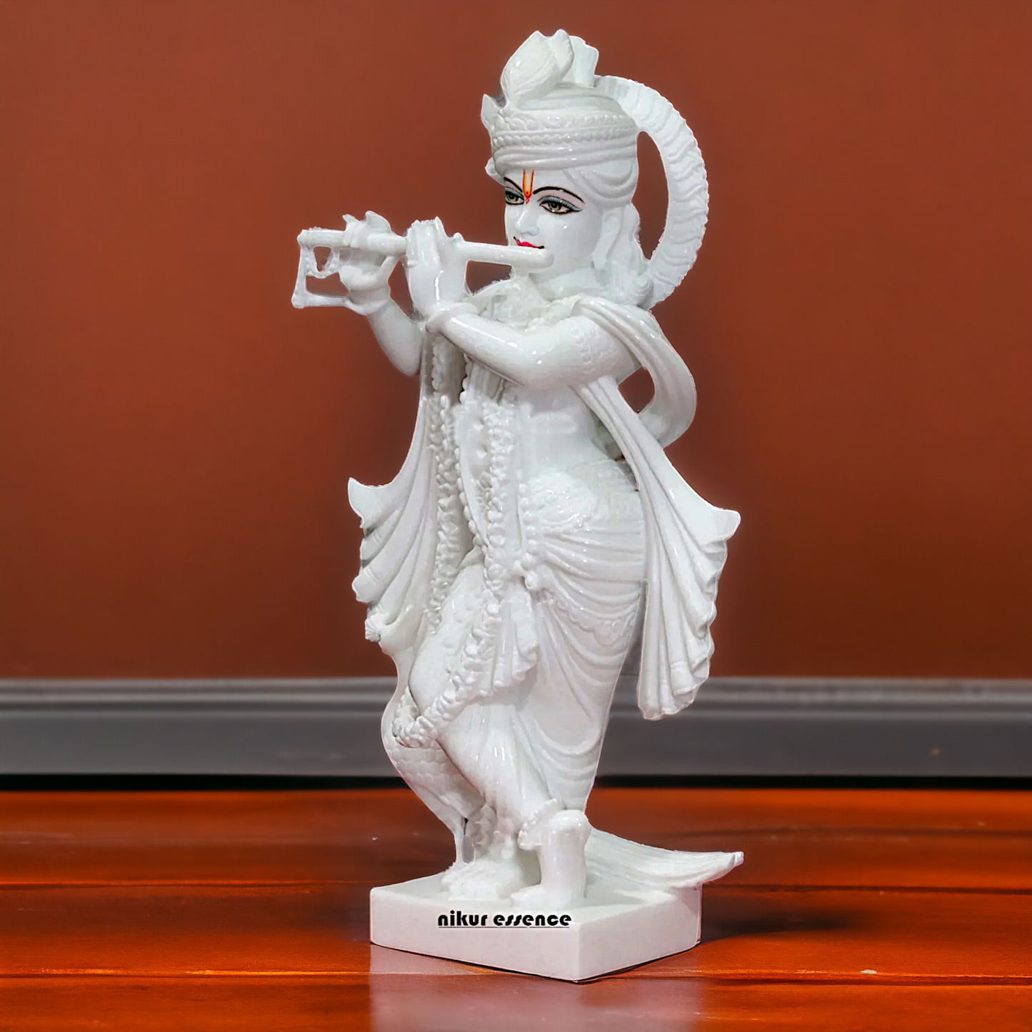 Large Krishna with peacock marble Large idol - 2 Feet