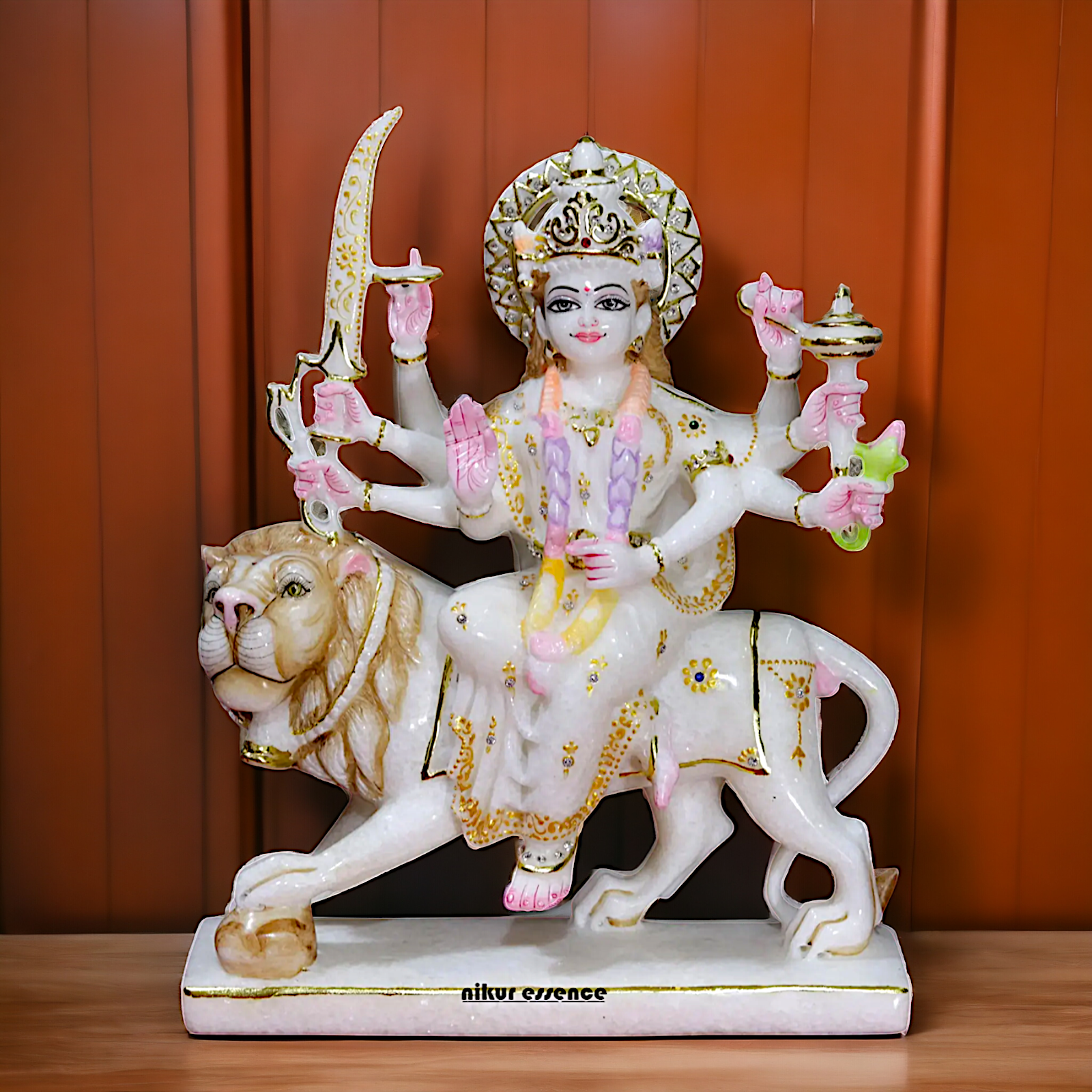 Marble Durga Mata Sherawali Maa statue - 15 inches