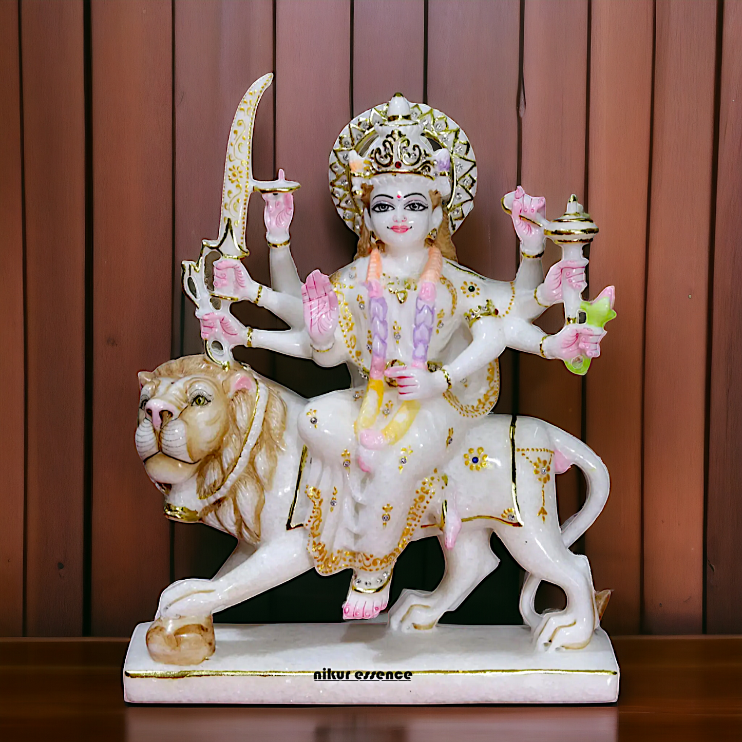 Marble Durga Mata Sherawali Maa statue - 15 inches