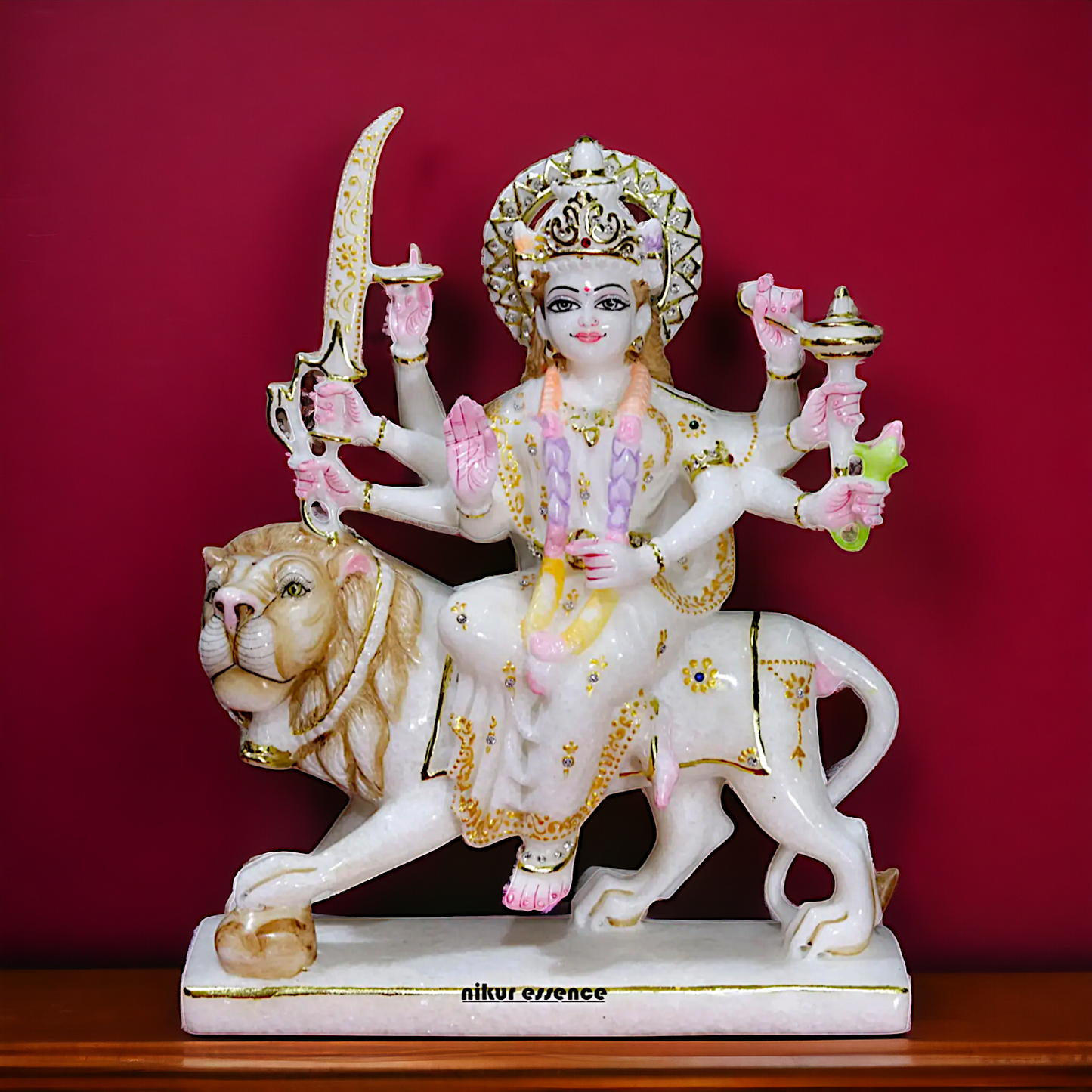 Marble Durga Mata Sherawali Maa statue - 15 inches