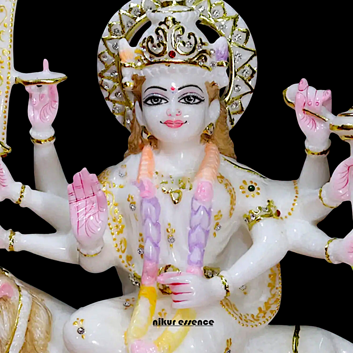 Marble Durga Mata Sherawali Maa statue - 15 inches