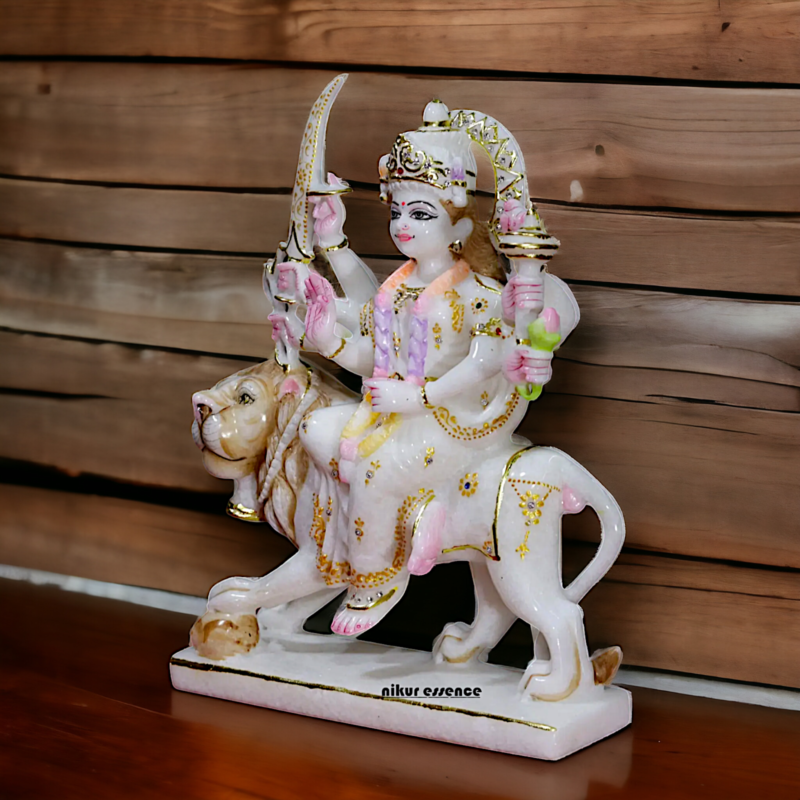 Marble Durga Mata Sherawali Maa statue - 15 inches