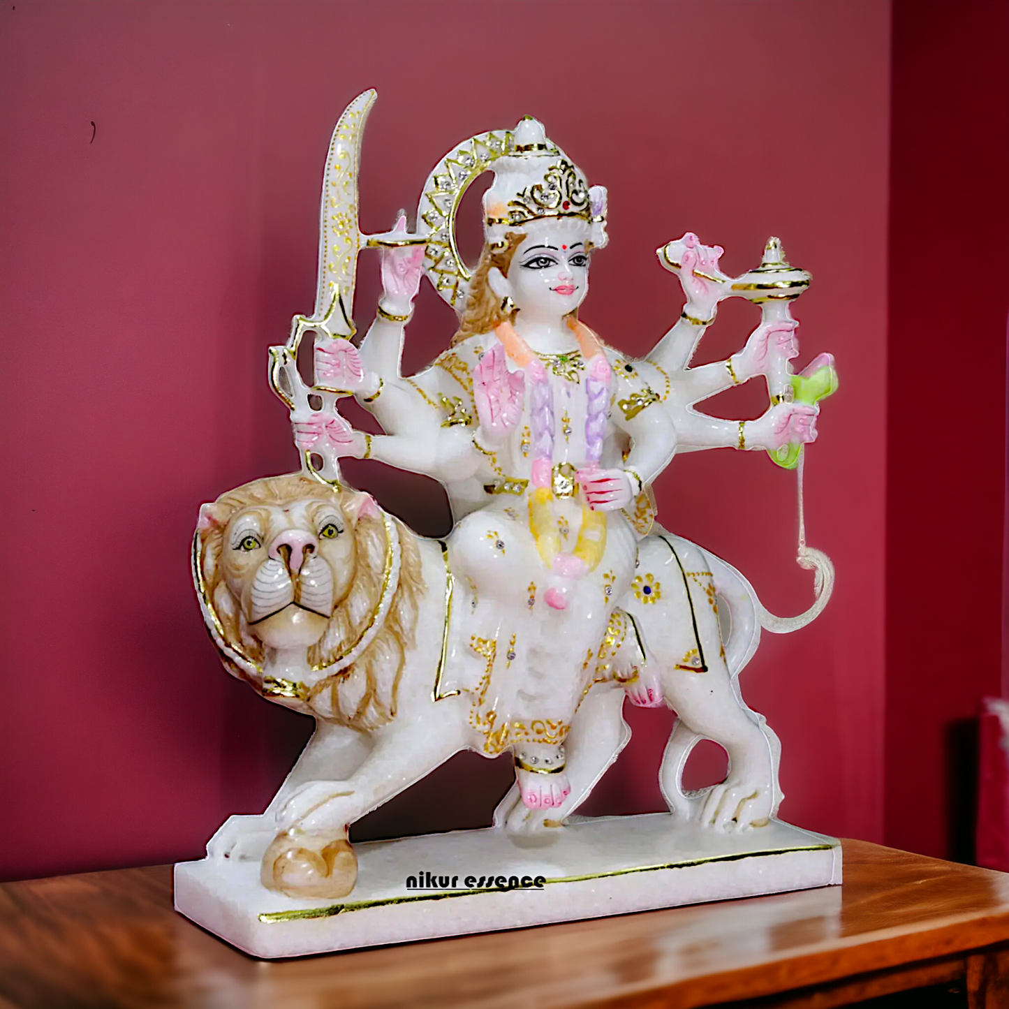 Marble Durga Mata Sherawali Maa statue - 15 inches