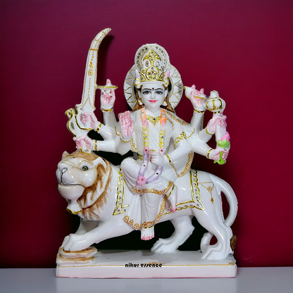 Marble Durga Sherawali Mata statue - 18 inches