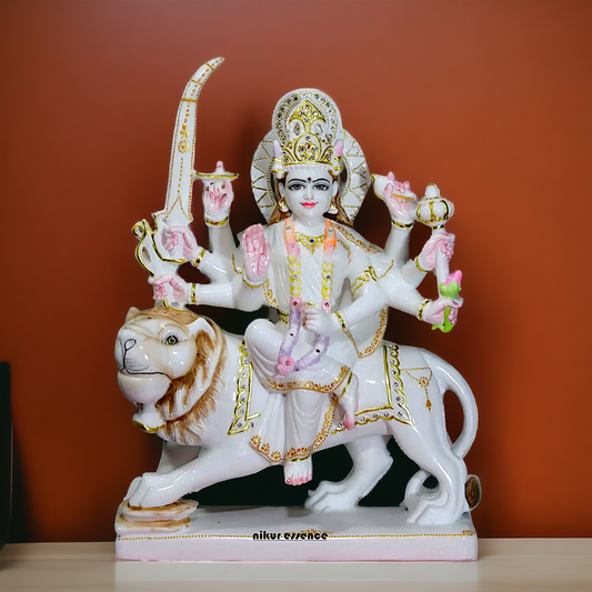 Marble Durga Sherawali Mata statue - 18 inches