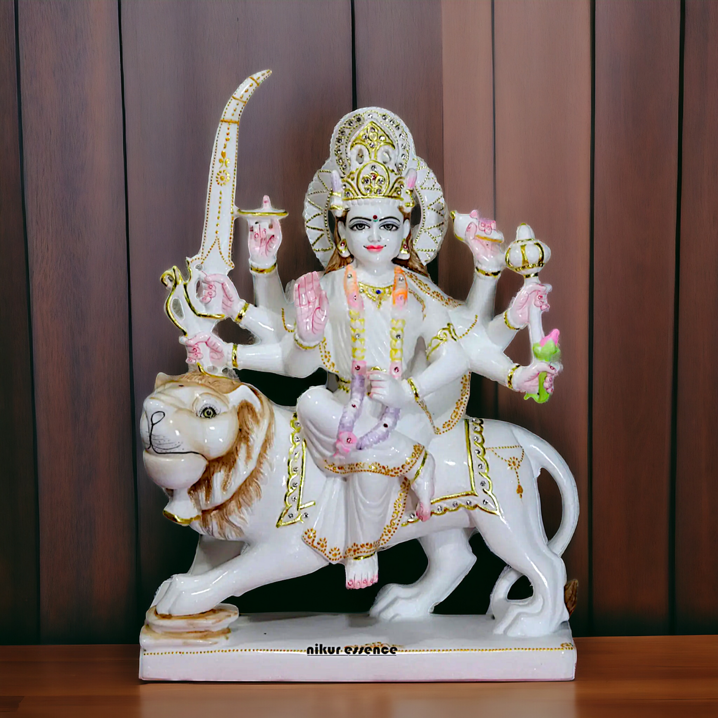 Marble Durga Sherawali Mata statue - 18 inches