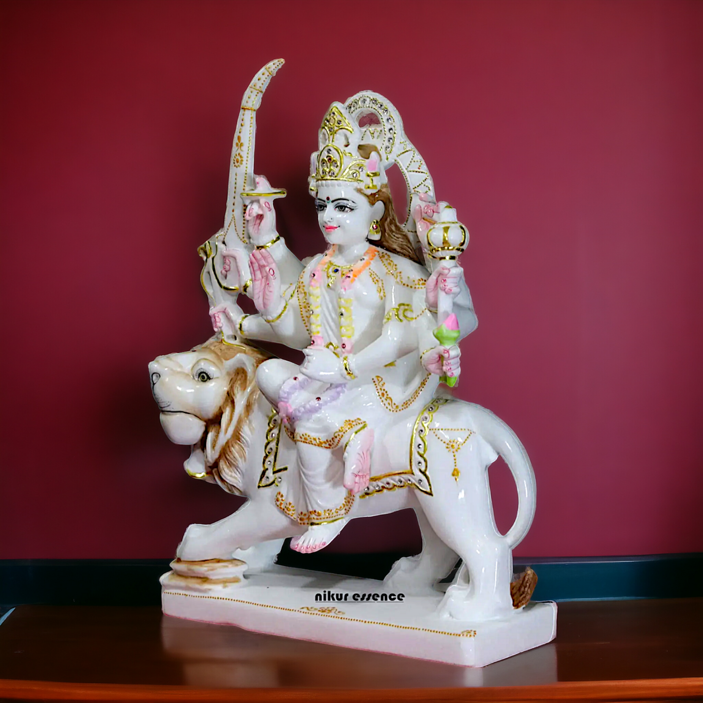 Marble Durga Sherawali Mata statue - 18 inches