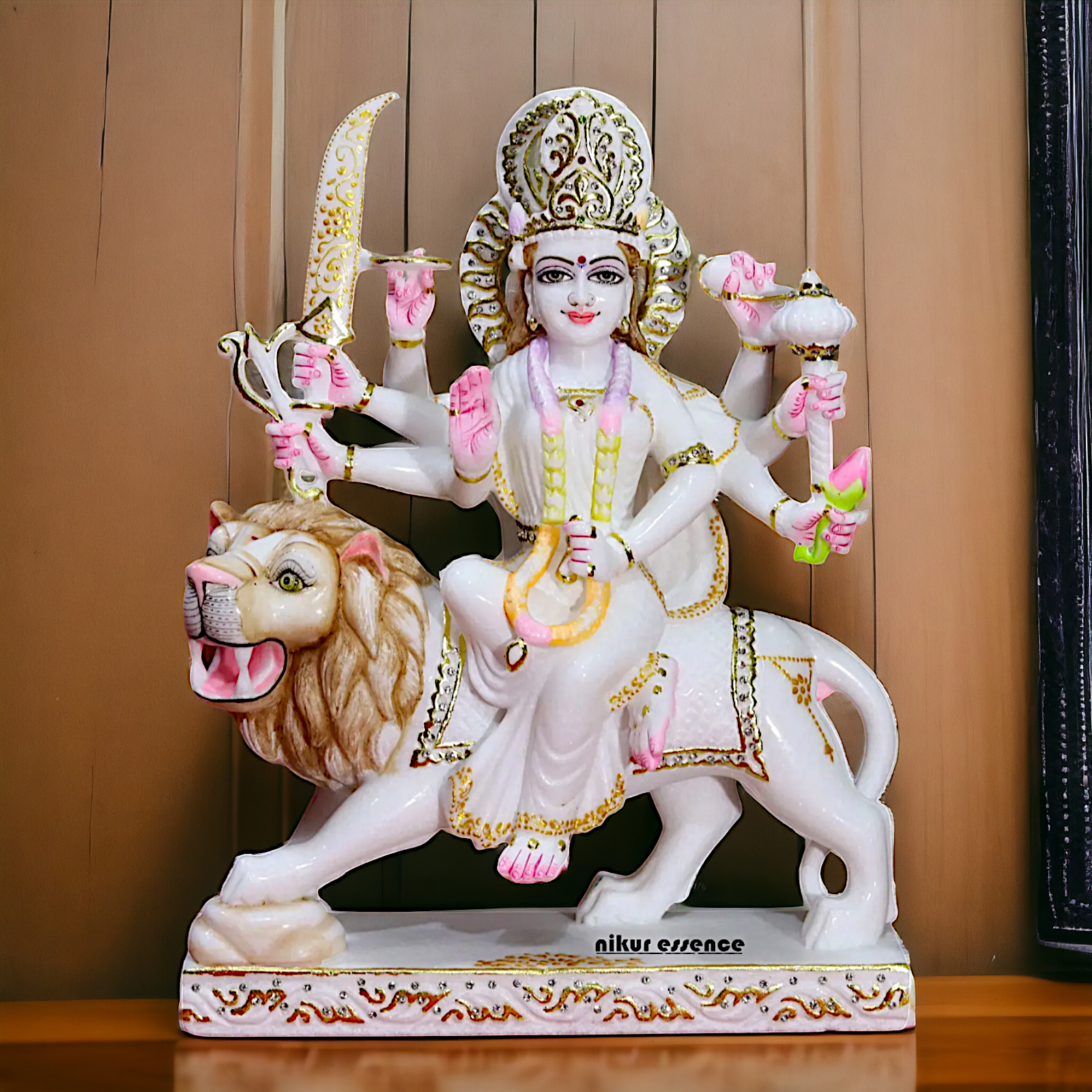 Marble Sherawali Maa Durga beautiful idol - 18 inches