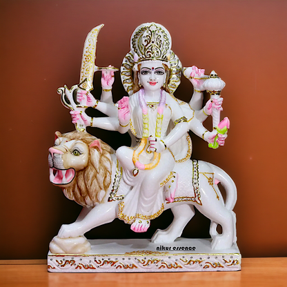 Marble Sherawali Maa Durga beautiful idol - 18 inches