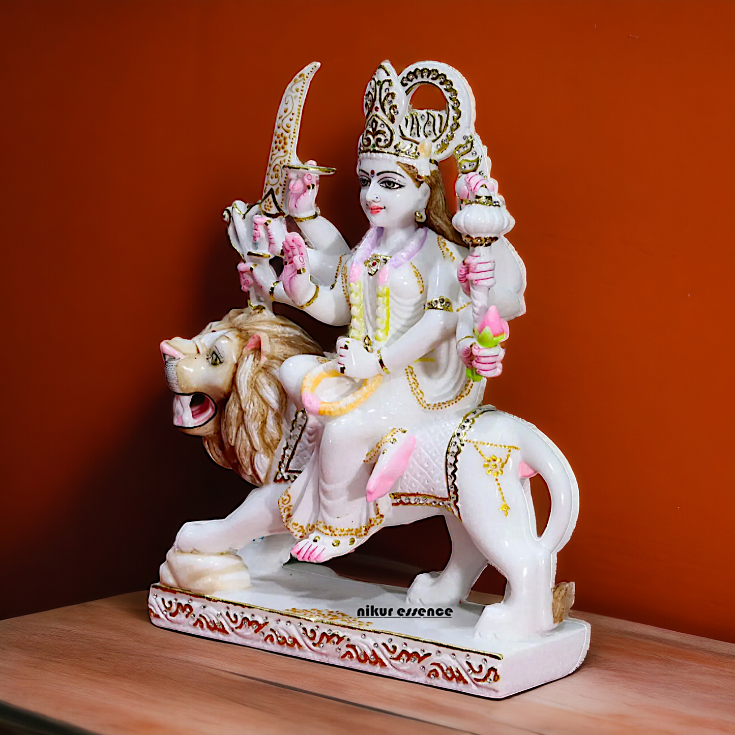 Marble Sherawali Maa Durga beautiful idol - 18 inches