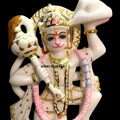 Hanuman ji carring Mount marble statue - 18 inches