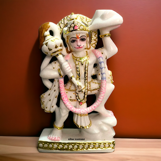 Hanuman ji carring Mount marble statue - 18 inches