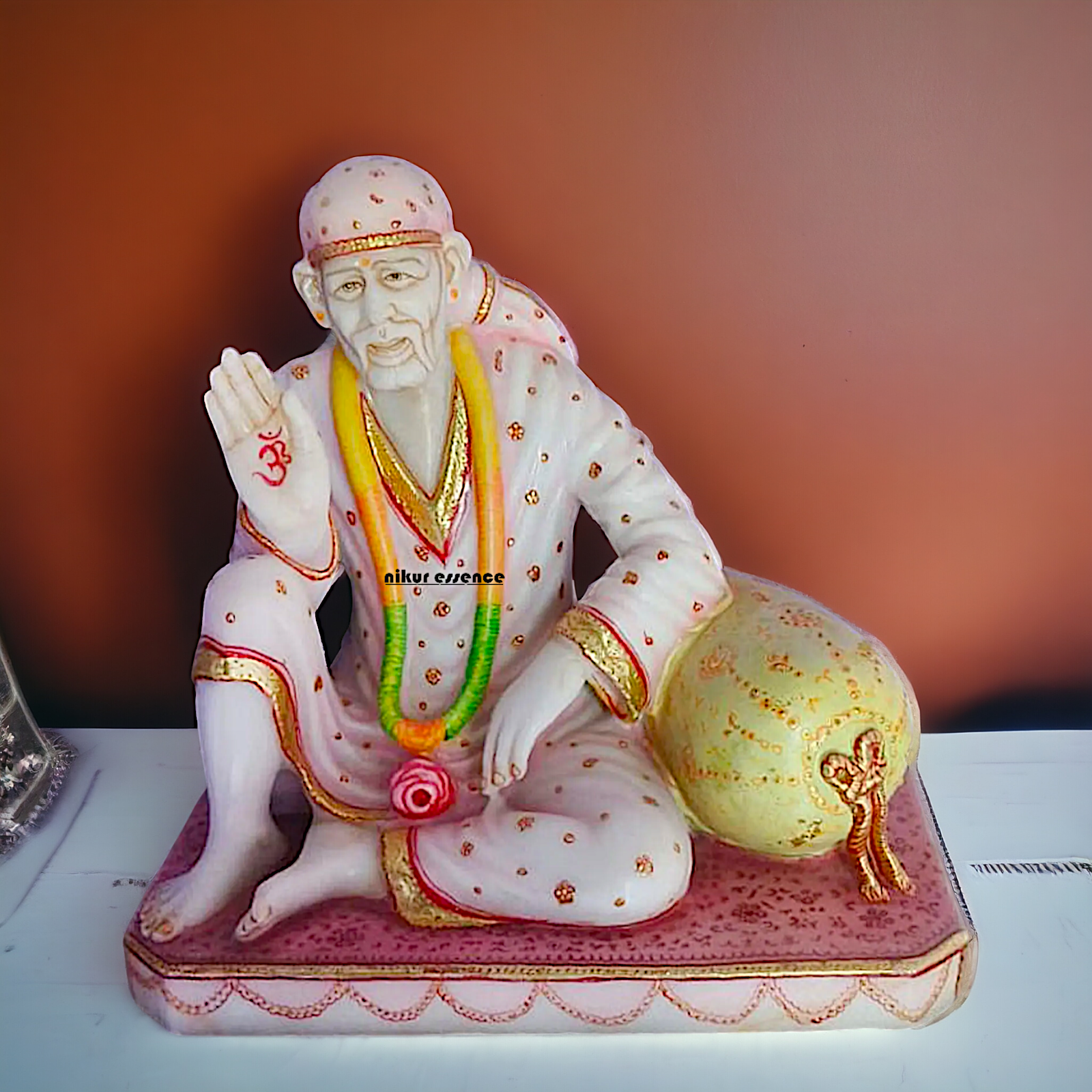 Sai Baba seated Marble statue - 12 inches