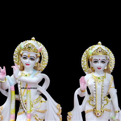 Radha Krishna Standing pure white Marble statue - 12 inches