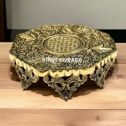 Pooja chowki with bird design Brass - 12 Inches