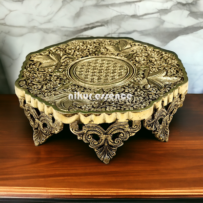 Pooja chowki with bird design Brass - 12 Inches