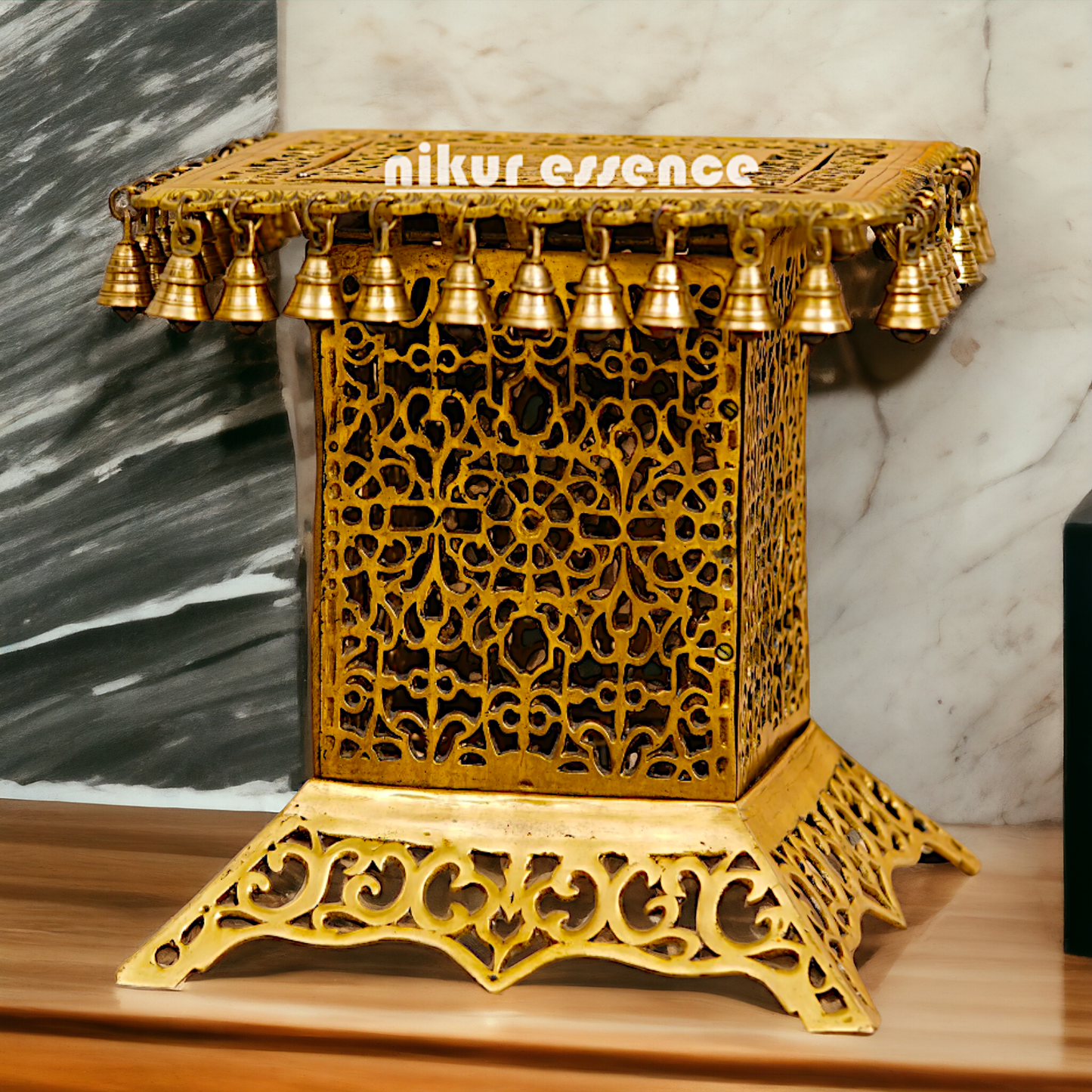 Mandir chowki table with stand pure Brass - 15 inches