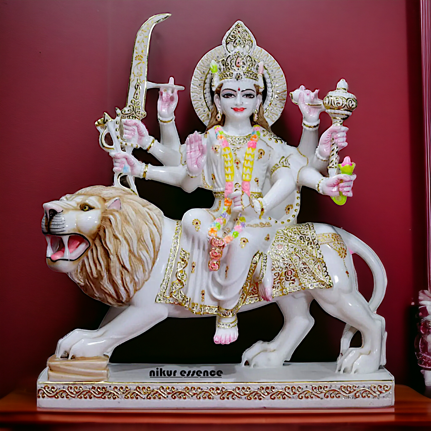 Marble durga Sherawali Maa Statue - 30 Inches