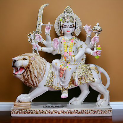 Marble durga Sherawali Maa Statue - 30 Inches