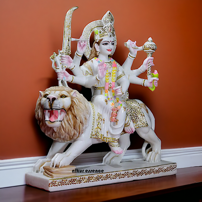 Marble durga Sherawali Maa Statue - 30 Inches