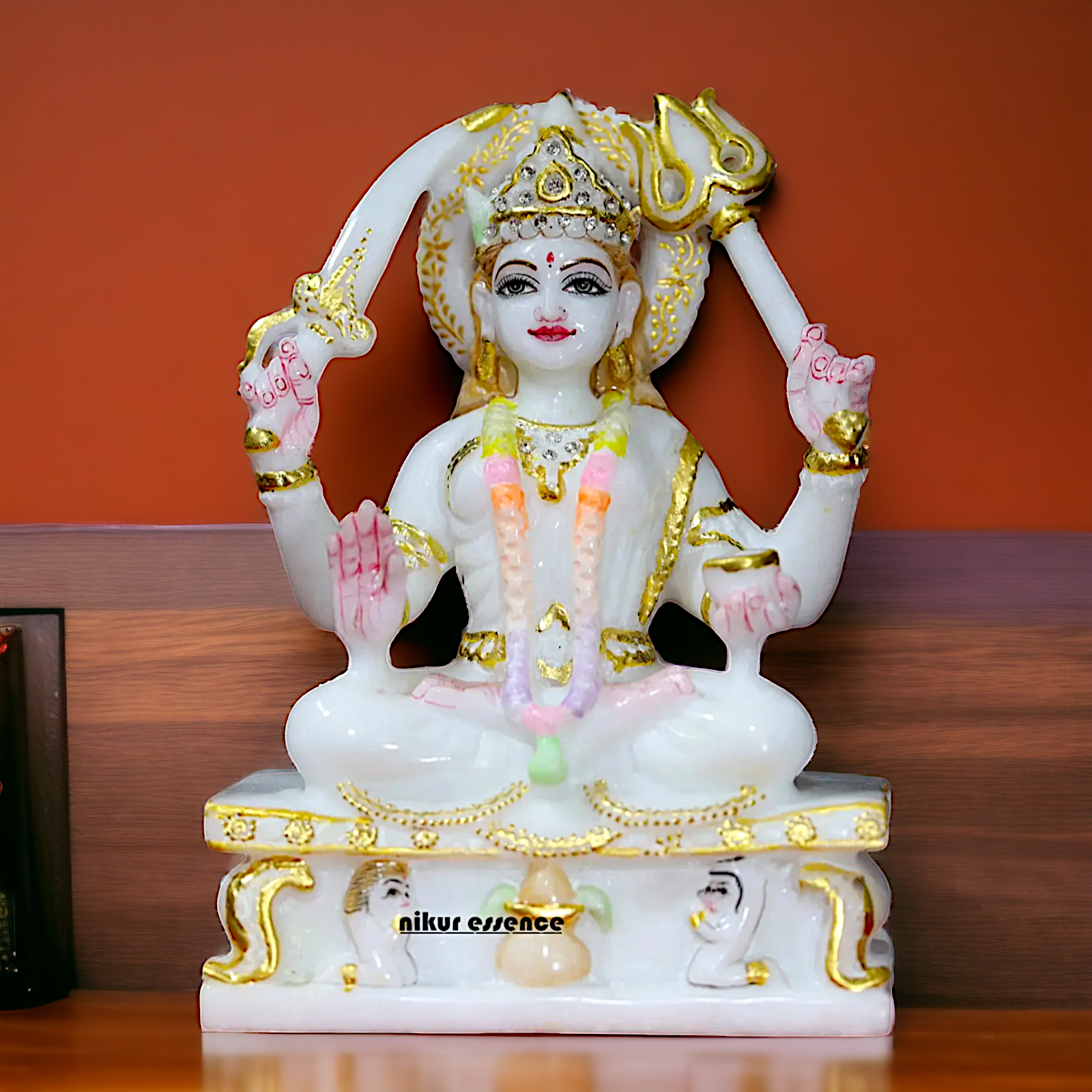 Santoshi Mata with Four hands marble Statue - 9 Inches