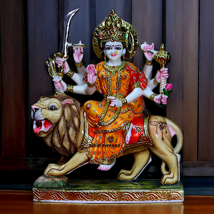 Large Durga Maa Marble Statue - 24 Inches