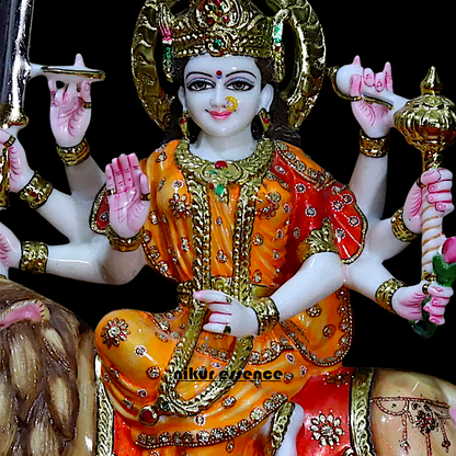 Large Durga Maa Marble Statue - 24 Inches