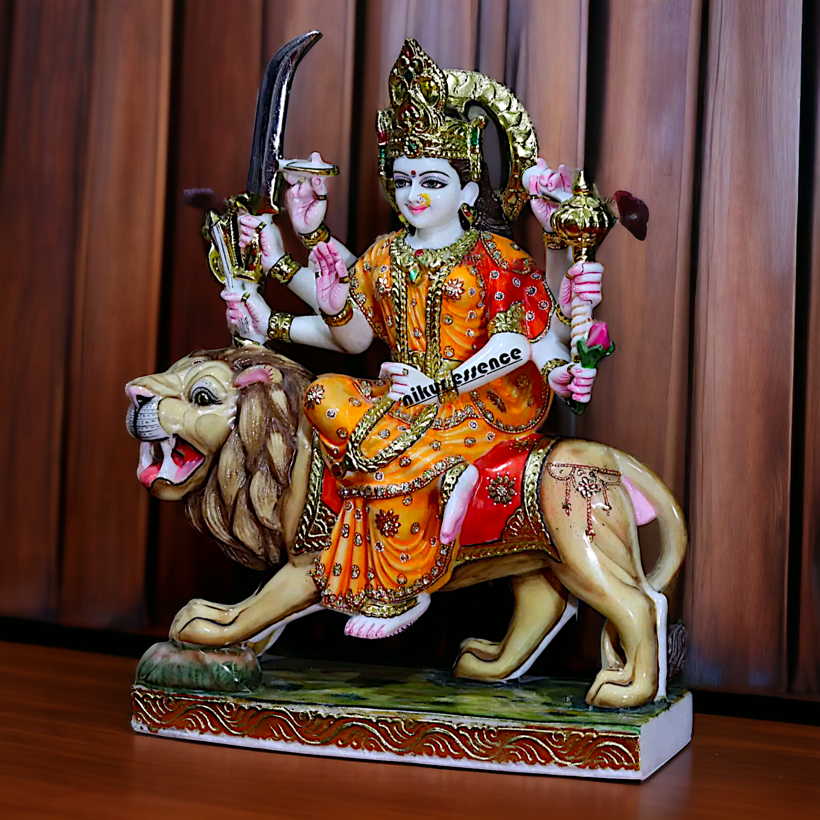 Large Durga Maa Marble Statue - 24 Inches