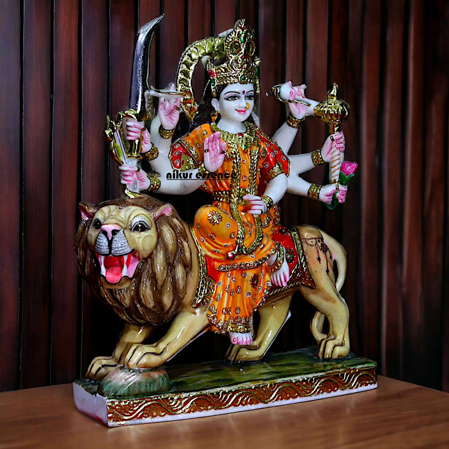 Large Durga Maa Marble Statue - 24 Inches