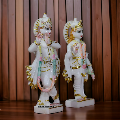 Radha Krishna Playing Flute Standing Marble - 14 Inches