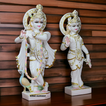 Big Radha Krishna Standing with peacock Marble statue- 24 Inches