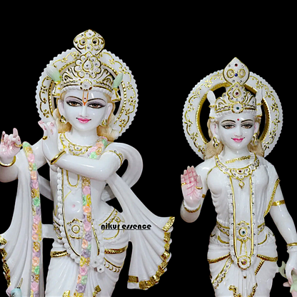 Big Radha Krishna Standing with peacock Marble statue- 24 Inches