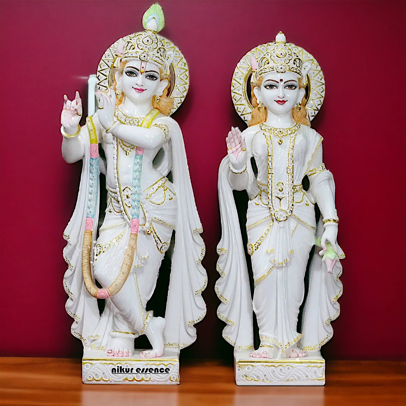 Radha Maa Krishna Gopala with Playing Flute peacock Marble beautiful idol - 36 inches