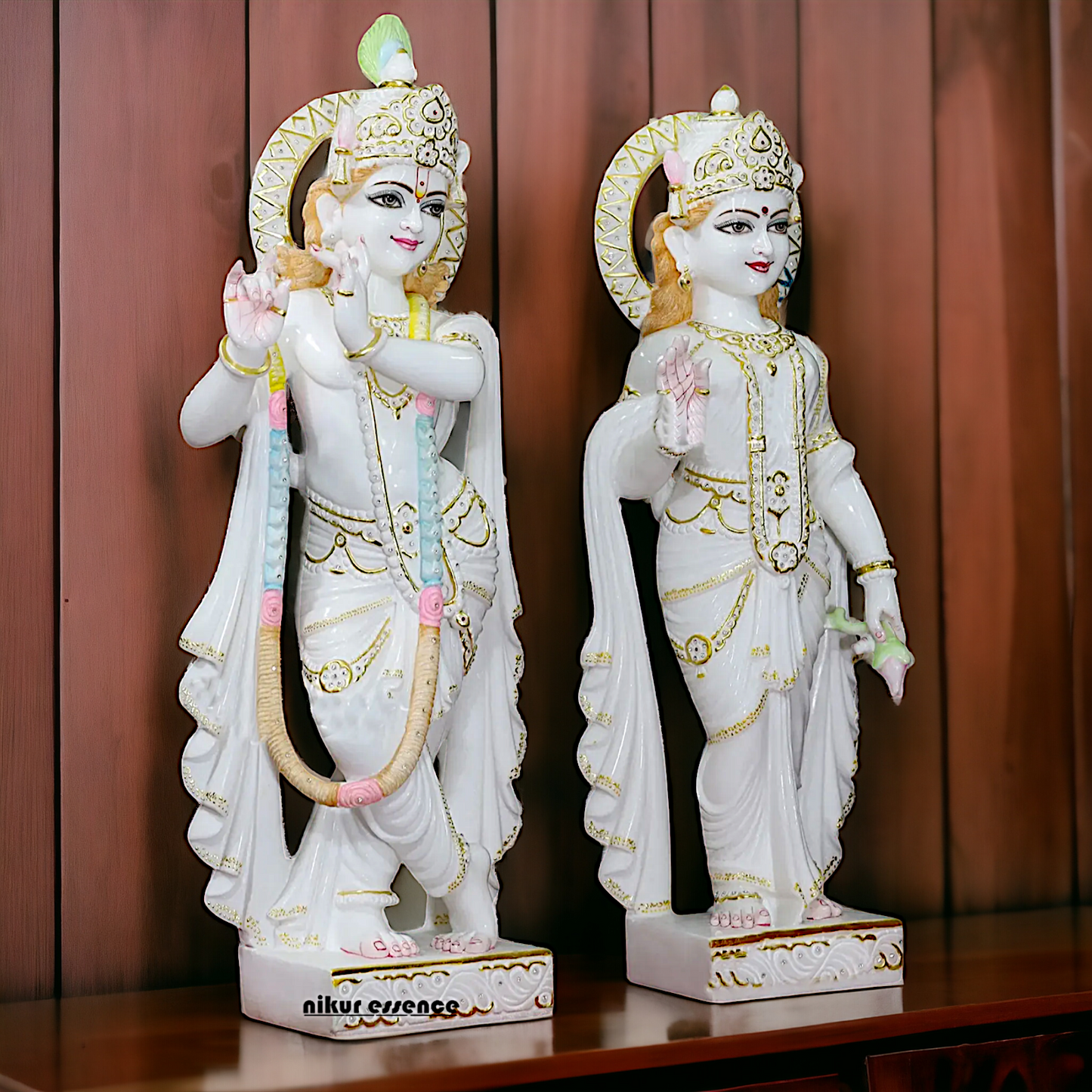 Radha Maa Krishna Gopala with Playing Flute peacock Marble beautiful idol - 36 inches