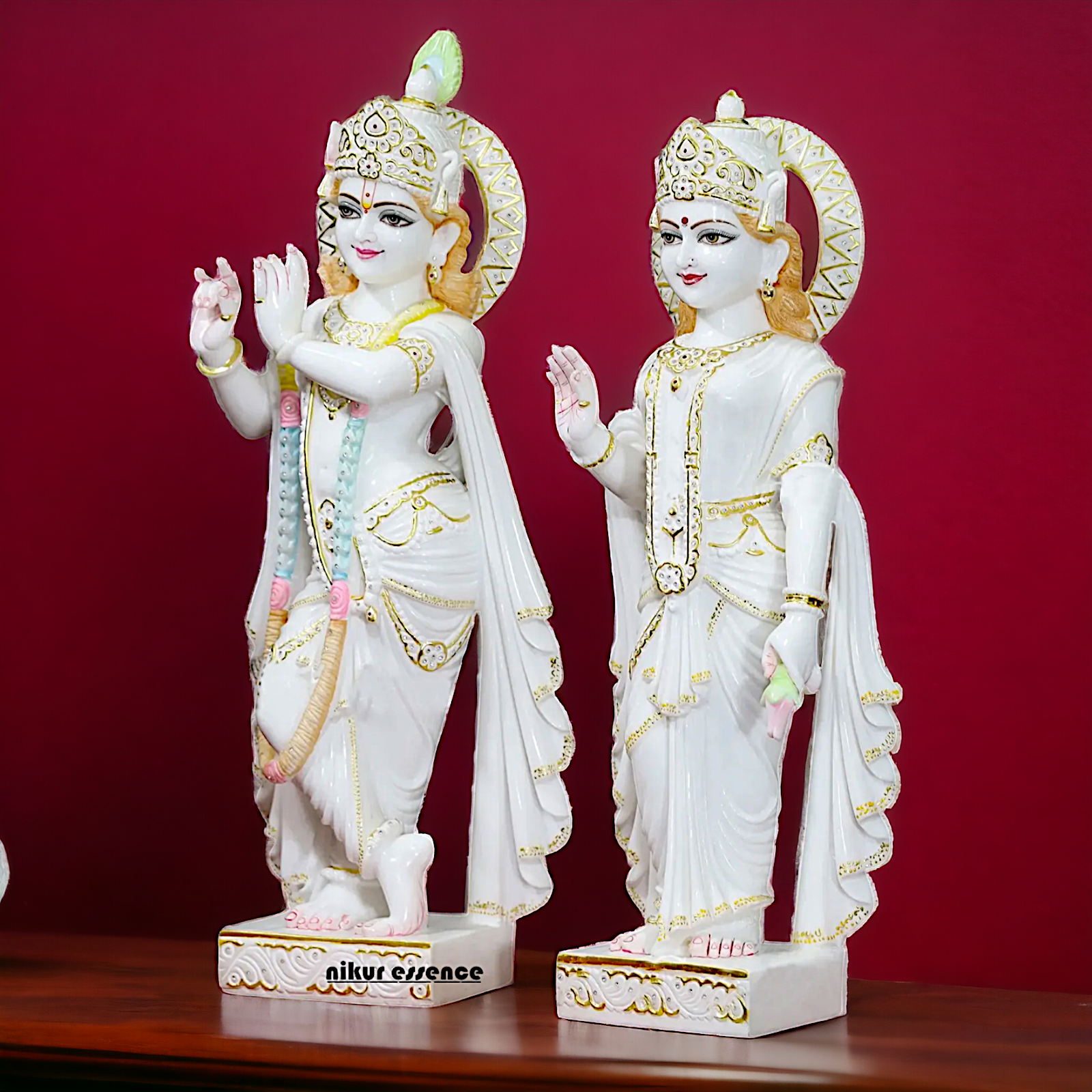 Radha Maa Krishna Gopala with Playing Flute peacock Marble beautiful idol - 36 inches