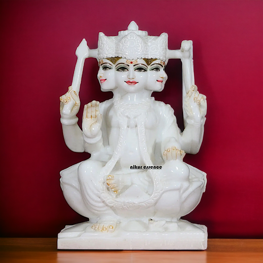 Kartikeya seated Marble idol - 12 Inches