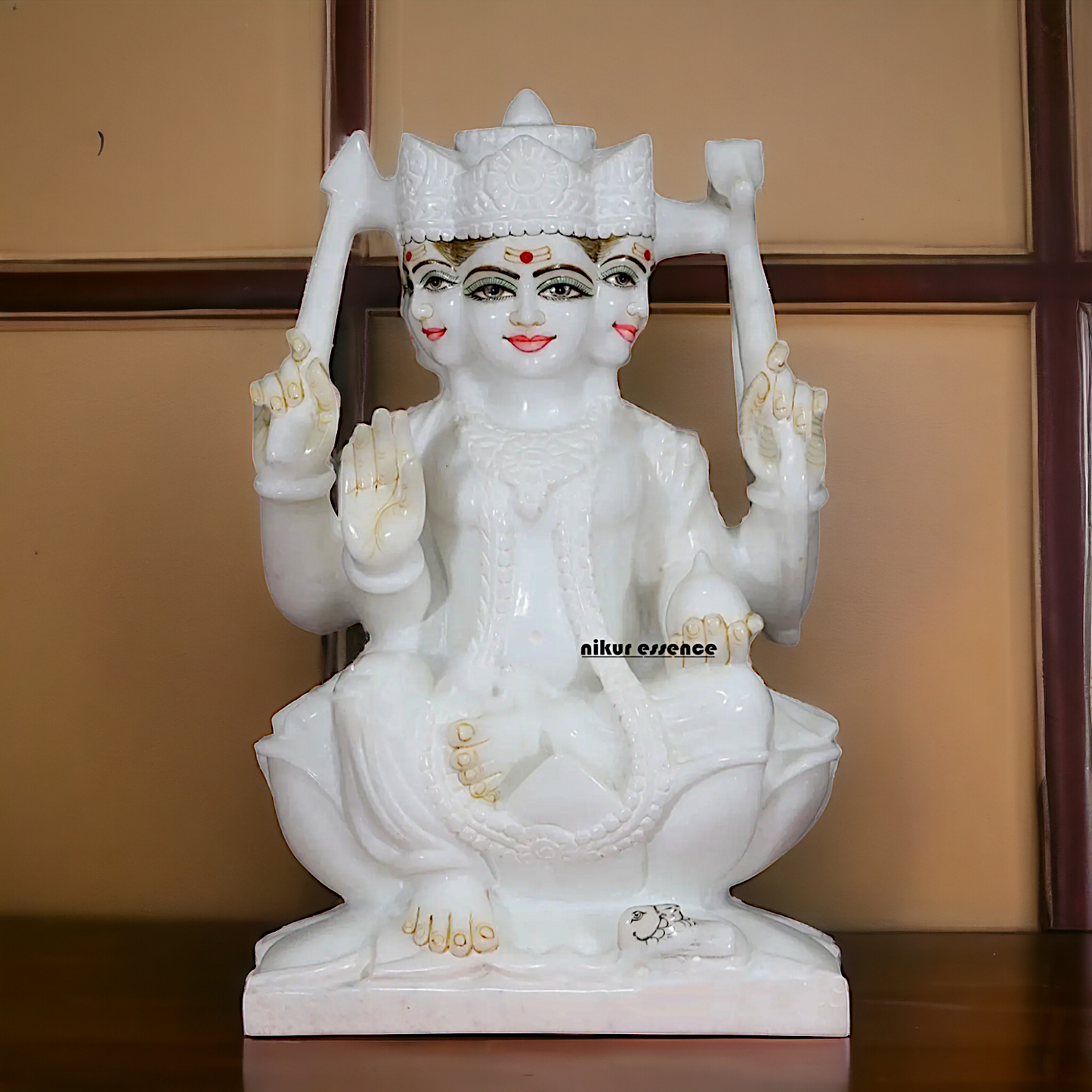 White Kartikeya seated pure Marble statue - 15 Inches