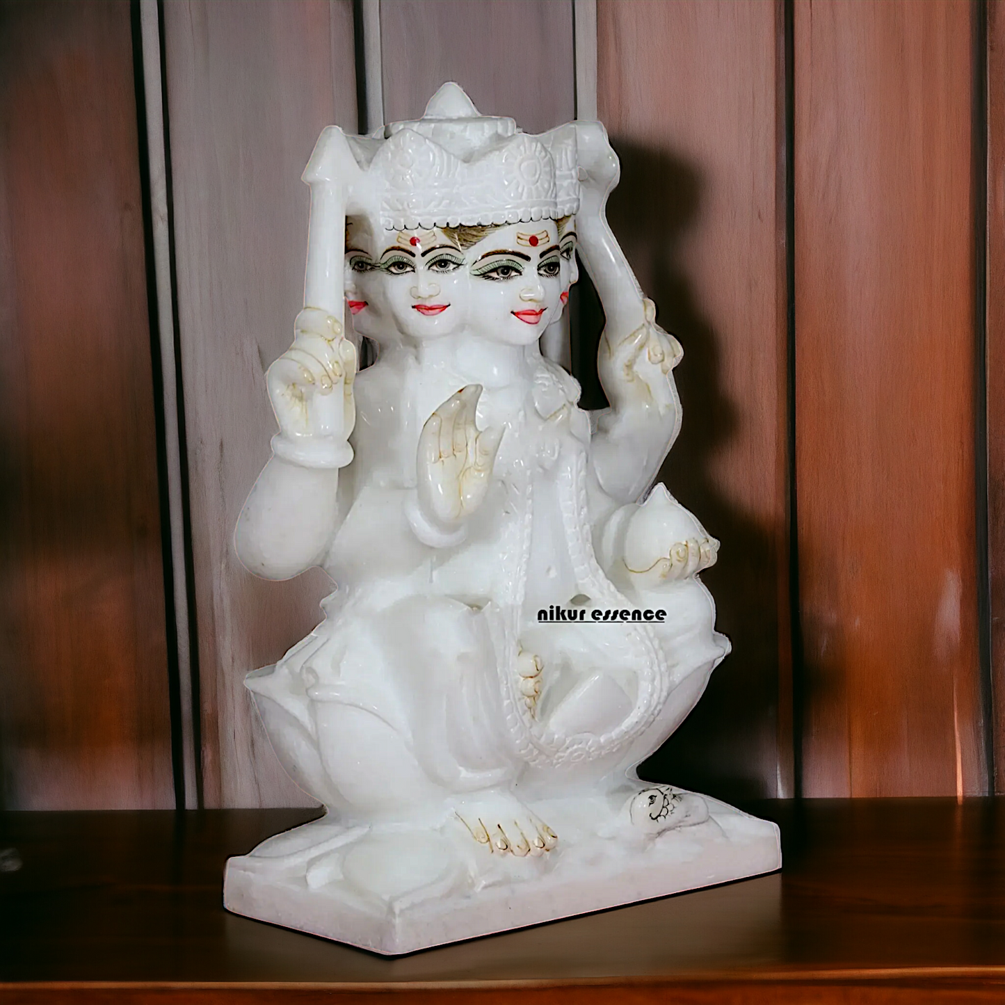 White Kartikeya seated pure Marble statue - 15 Inches