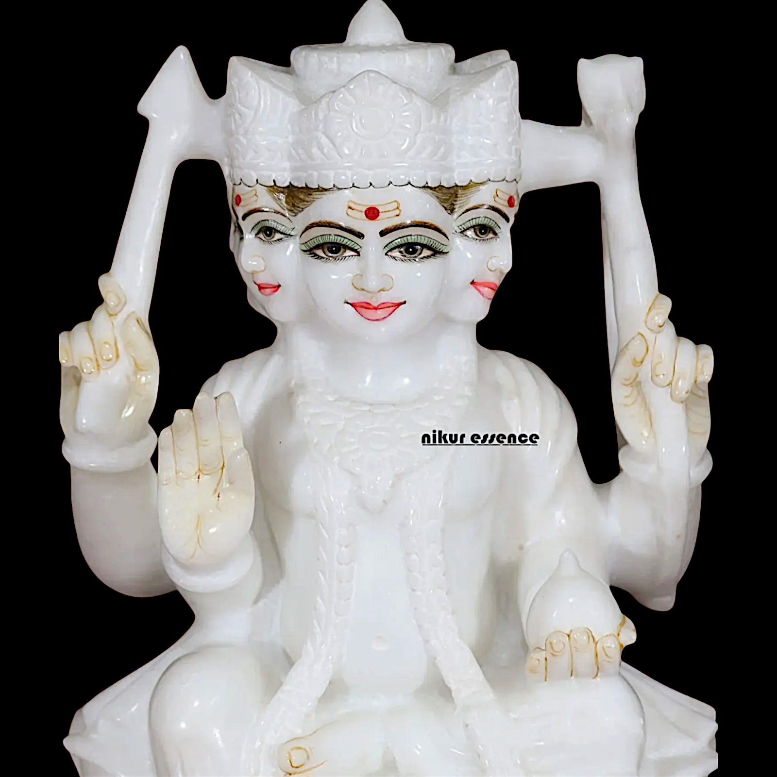 White Kartikeya seated pure Marble statue - 15 Inches