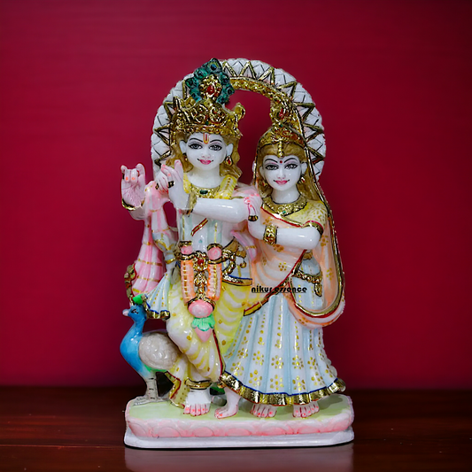 Krishna Radha Maa Standing Marble statue - 9 Inches