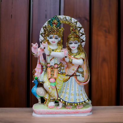 Krishna Radha Maa Standing Marble statue - 9 Inches