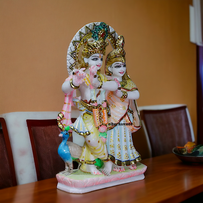 Krishna Radha Maa Standing Marble statue - 9 Inches