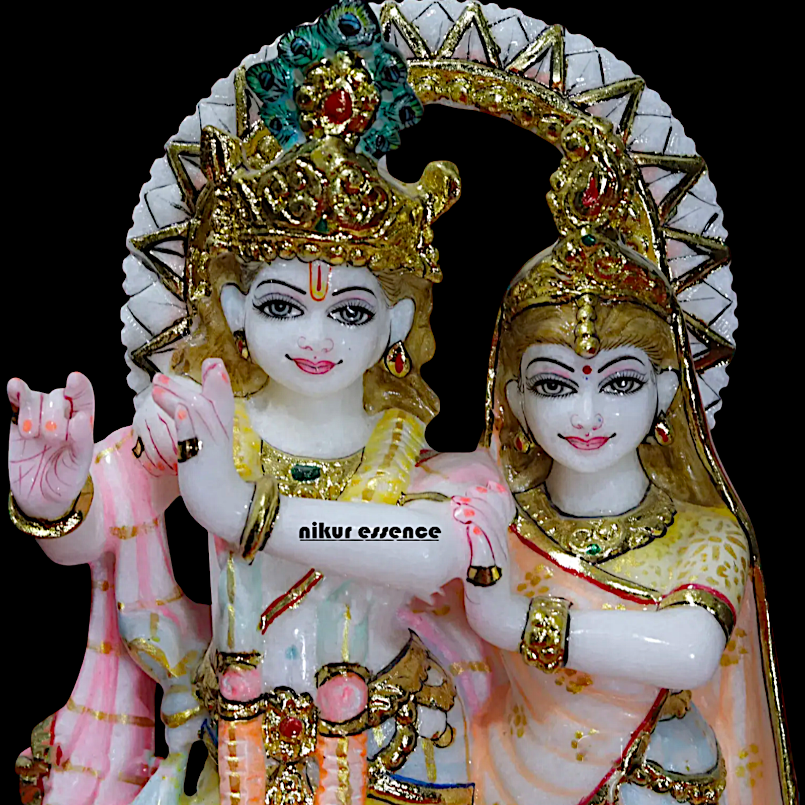 Krishna Radha Maa Standing Marble statue - 9 Inches