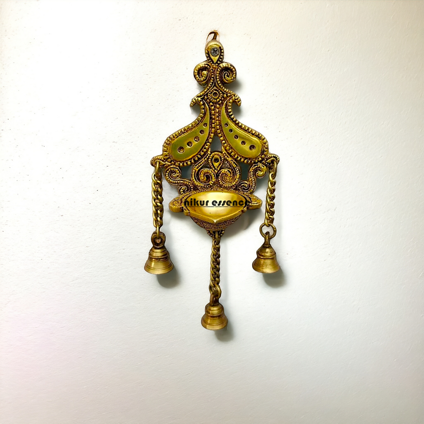 Diya Wall hanging with Bells Brass - 12 inches