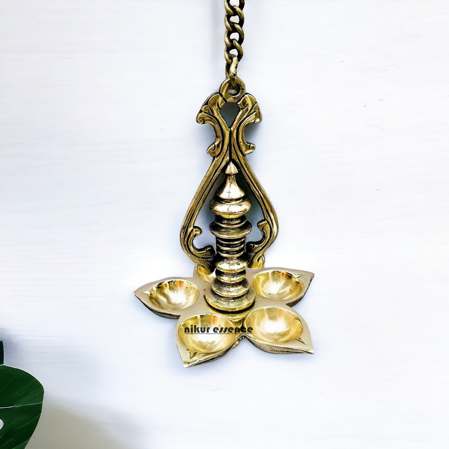 Brass Wall Hanging Five Diya - 25 inches