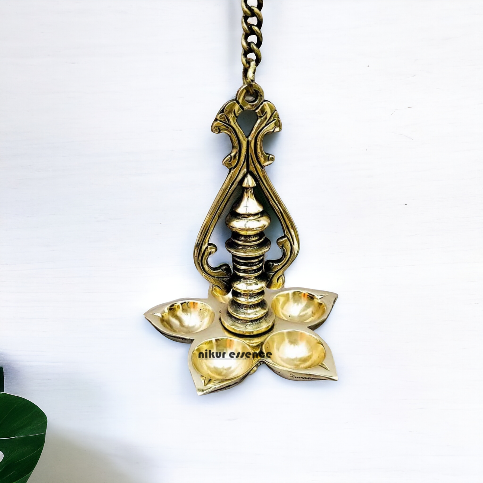 Brass Wall Hanging Five Diya - 25 inches