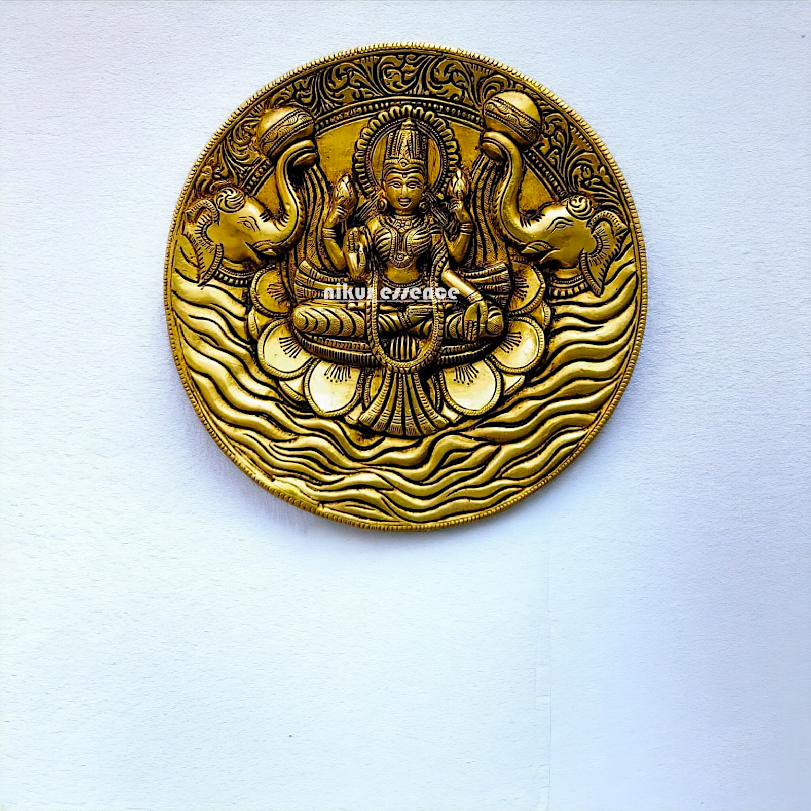 Gaja Lakshmi wall Hanging brass plate idol - 7.5 inches