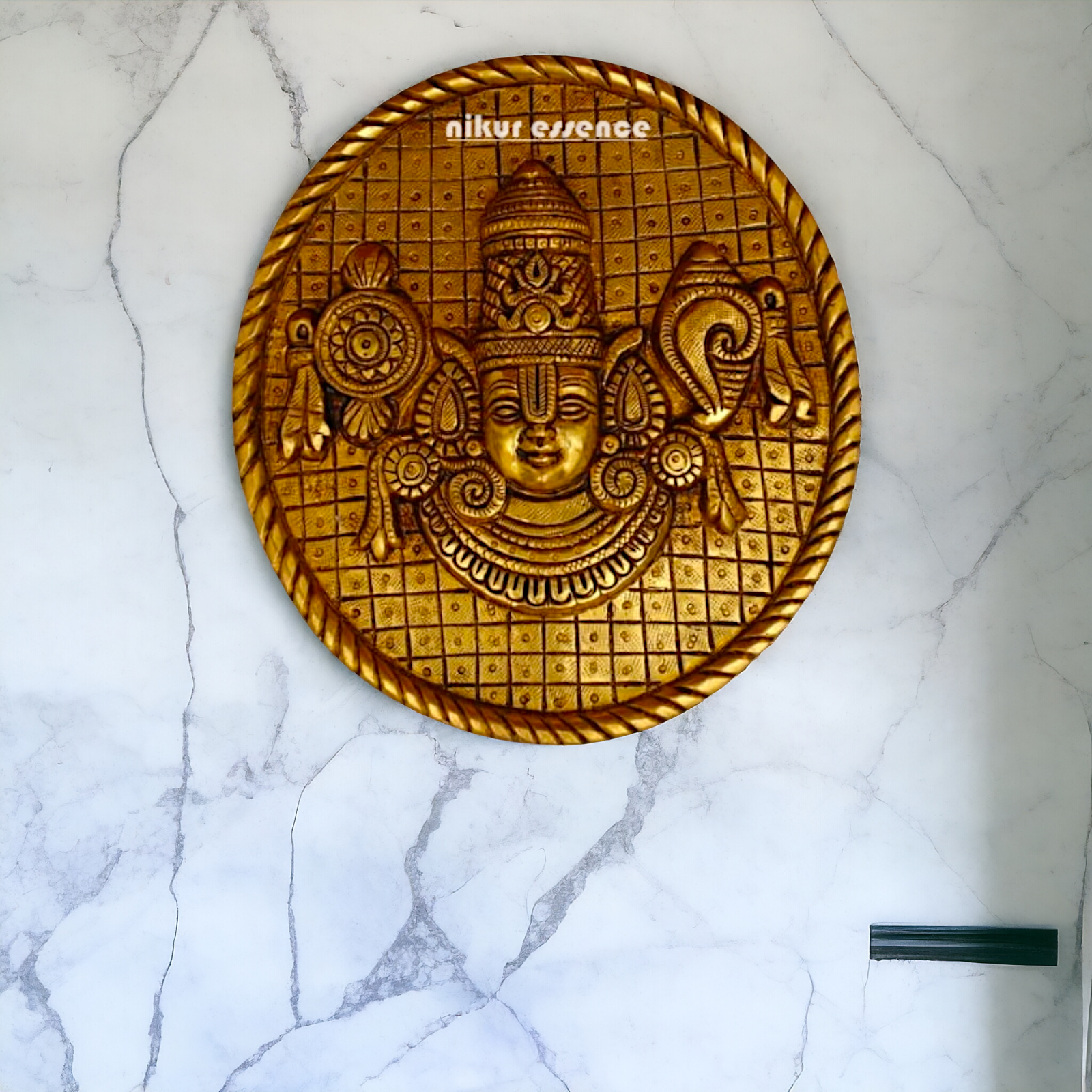 Balaji wall hanging pure Brass idol - 7.4 inches