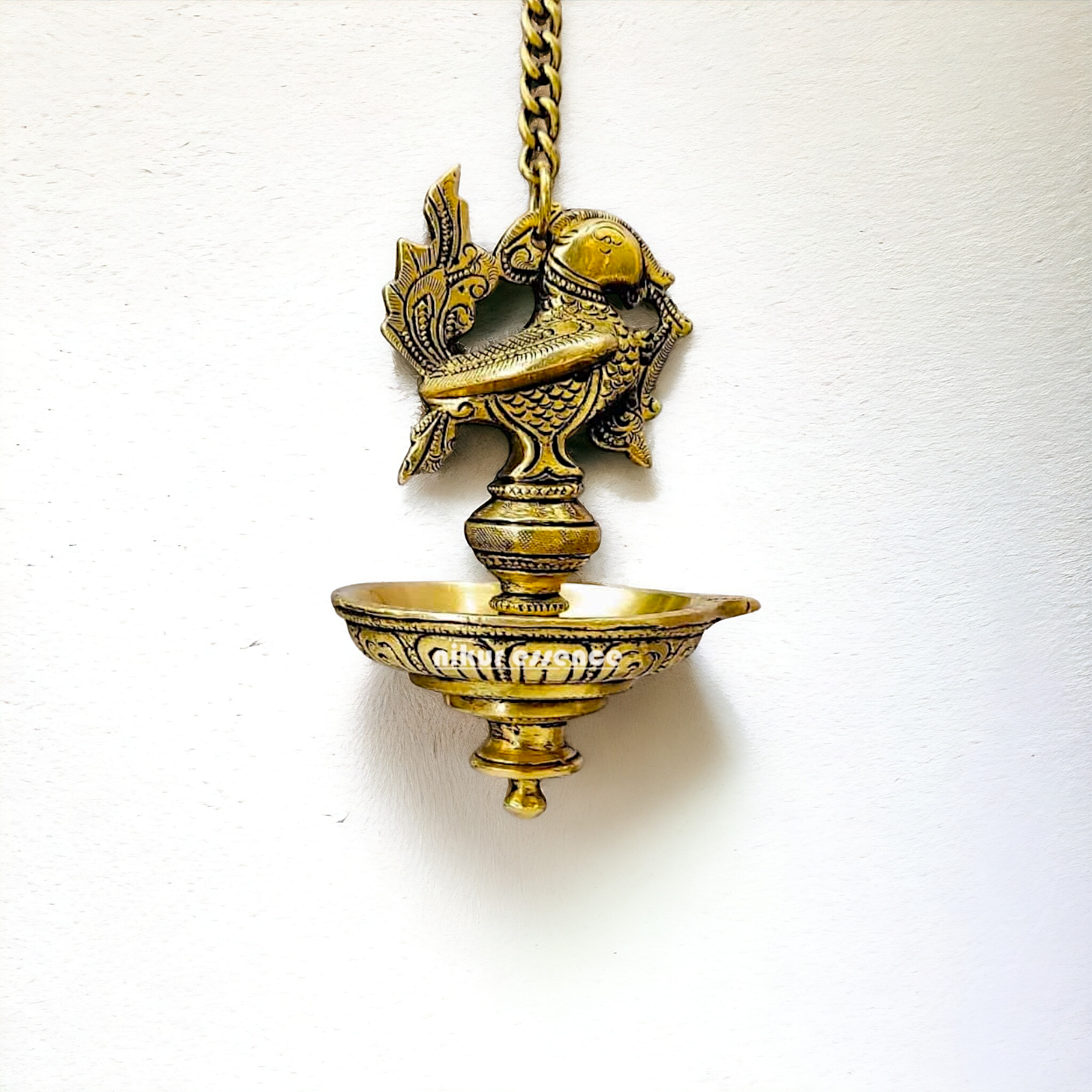 Brass Bird Diya wall hanging - 27 inches