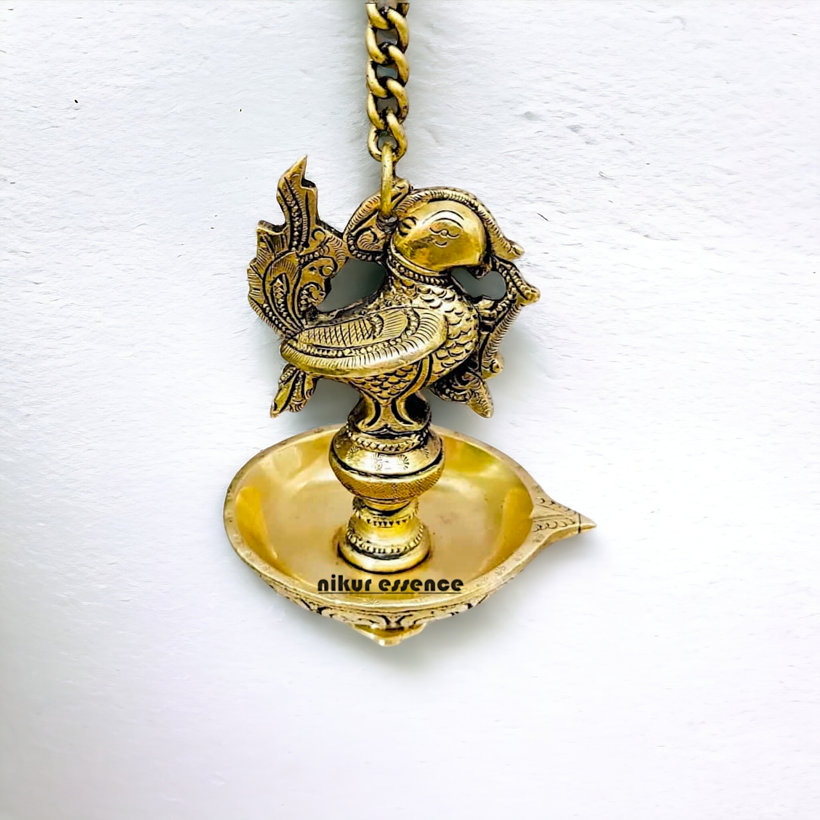 Brass Bird Diya wall hanging - 27 inches